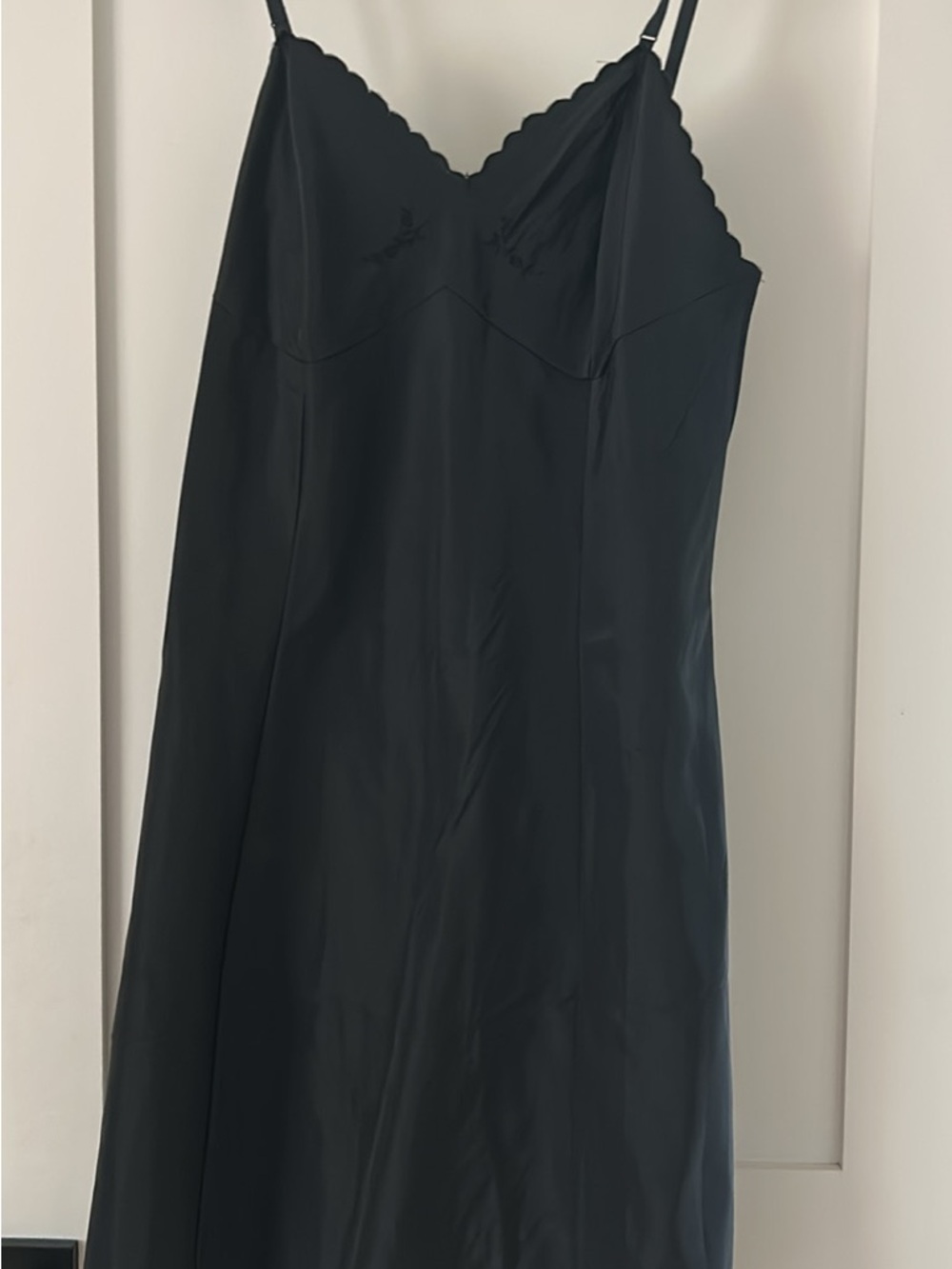 Black Scallop-Trim Slip Dress